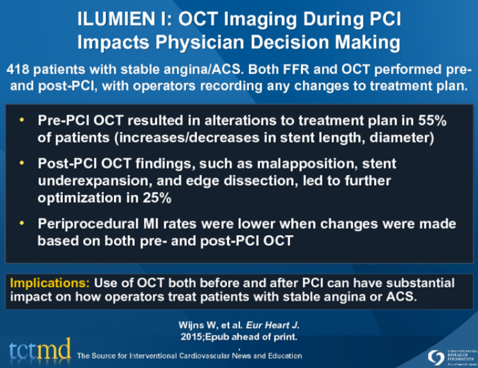 ILUMIEN I: OCT Imaging During PCI Impacts Physician Decision Making