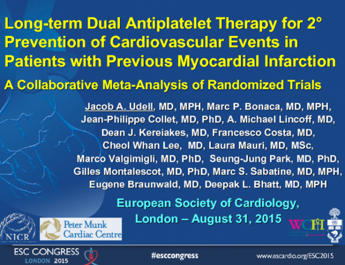 Long-term Dual Antiplatelet Therapy for 2° Prevention of Cardiovascular Events in Patients with Previous Myocardial Infarction