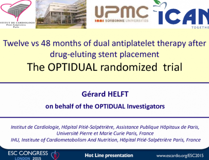 12 vs 48 months of dual antiplatelet therapy after drug-eluting stent placement: The OPTIDUAL Randomized Trial