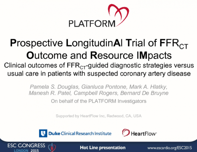 PLATFORM: IMpactsClinical outcomes of FFR-CT-guided diagnostic strategies versus usual care in patients with suspected coronary artery disease
