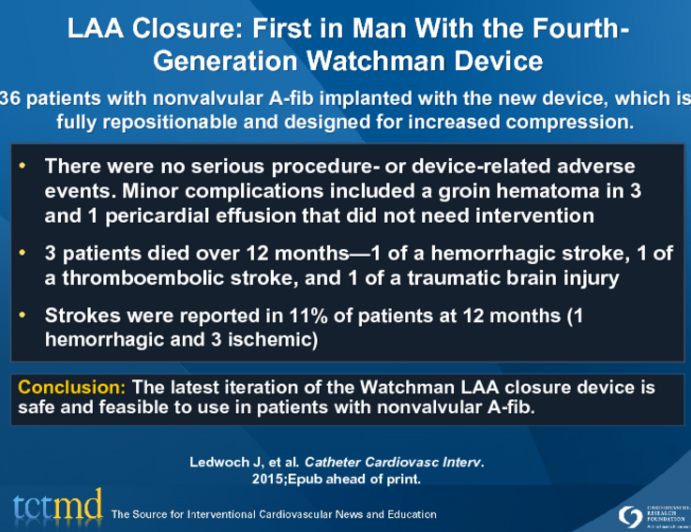 LAA Closure: First in Man With the Fourth-Generation Watchman Device