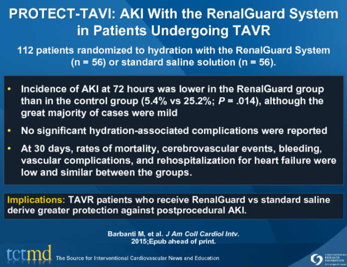 PROTECT-TAVI: AKI With the RenalGuard System in Patients Undergoing TAVR