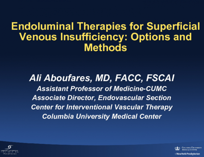 Endoluminal Therapies for Superficial Venous Insufficiency: Options and methods