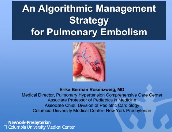 An Algorithmic Management Strategy for Pulmonary Embolism