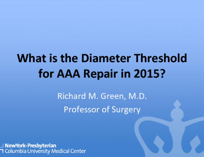 What is the Diameter Threshold for AAA Repair in 2015?