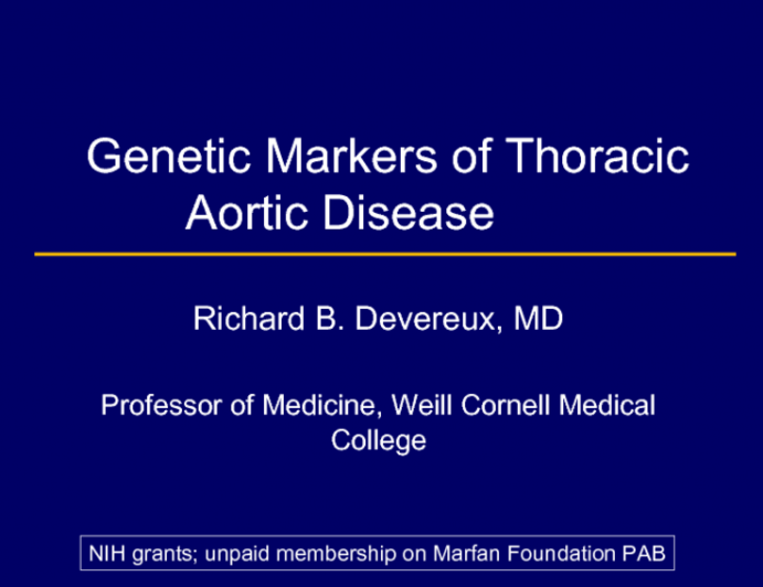 Genetic Markers of Thoracic Aortic Disease