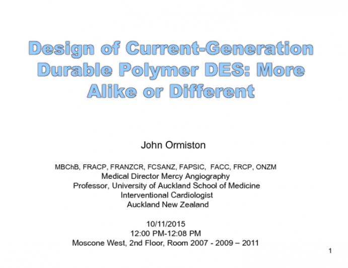 Design of Current-Generation Durable-Polymer Drug-Eluting Stents: More Alike or Different?