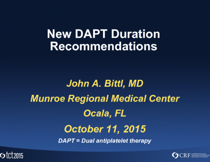 Featured Lecture: New DAPT Duration Recommendations