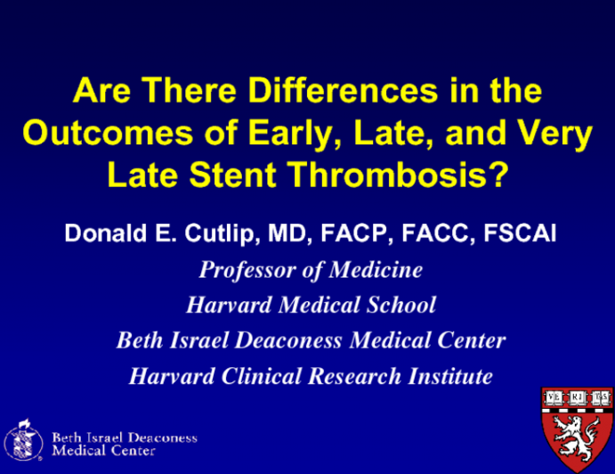 Are There Differences in the Outcomes of Early, Late, and Very Late Stent Thrombosis?