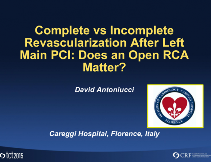 Complete vs Incomplete Revascularization After Left Main PCI: Does an Open RCA Matter?