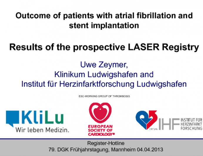 Outcome of Patients With Atrial Fibrillation and Stent Implantation: Results of the Prospective LASER Registry