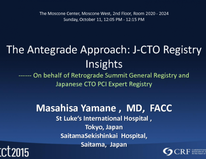 The Antegrade Approach: J-CTO Registry Insights