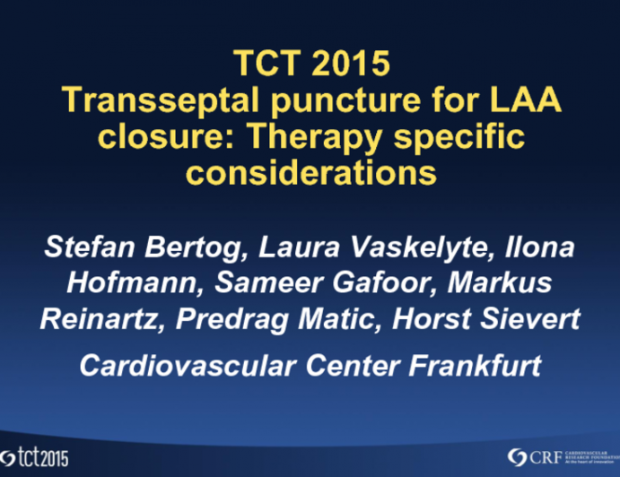 Transseptal Puncture for LAA Closure: Therapy-Specific Considerations