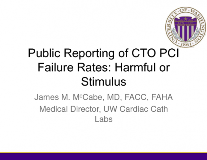 Public Reporting of CTO PCI Failure Rates: Harmful or Stimulus to Appropriate Referral