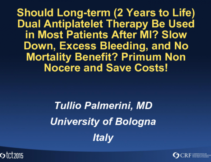 Debate 2: Should Long-term (2 Years to Life) Dual Antiplatelet Therapy Be Used in Most Patients After MI? Slow Down, Excess Bleeding, and No Mortality Benefit? Primum Non Nocere and Save Costs!