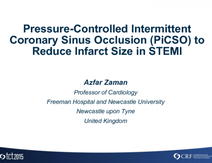 Pressure-Controlled Intermittent Coronary Sinus Occlusion (PICSO) to Reduce Infarct Size in STEMI