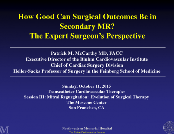 How Good Can Surgical Outcomes Be in Secondary MR? The Expert Surgeons Perspective