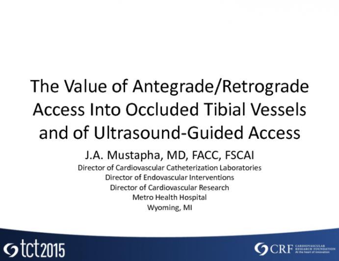 The Value of Antegrade/Retrograde Access and of Ultrasound-Guided Access Into Occluded Tibial Vessels