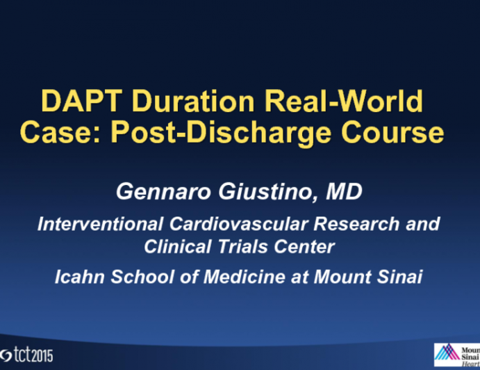 DAPT Duration Case 2: An Elderly Patient With CKD and Left Main Bifurcation Stenting  Postdischarge Course