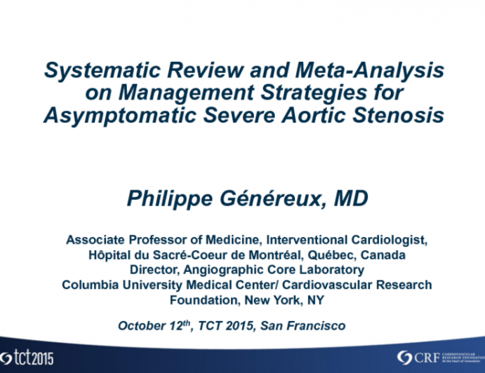 Special Lecture: Systematic Review on Management Strategies for Asymptomatic Severe AS