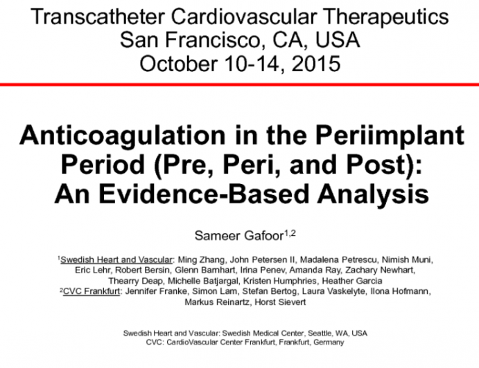 Anticoagulation in the Periimplant Period (Pre, Peri, and Post): An Evidence-Based Analysis