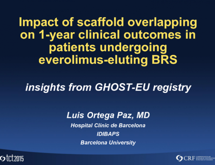 TCT 12: Impact of Overlap on Long-term Clinical Outcomes in Patients Undergoing Everolimus-Eluting Bioresorbable Vascular Scaffolds Implantation in Routine Clinical Practice  Insights From the European Multicenter GHOST-EU Registry