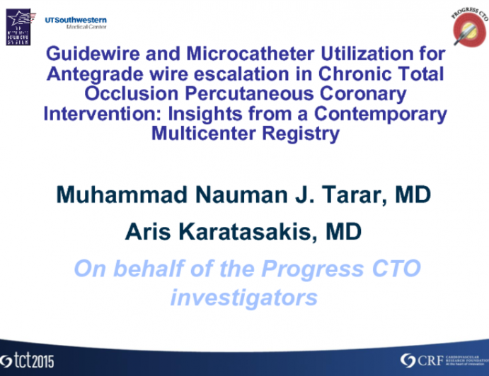 TCT 21: Guidewire and Microcatheter Utilization for Antegrade Wire Escalation in Chronic Total Occlusion Percutaneous Coronary Intervention  Insights From a Contemporary Multicenter Registry