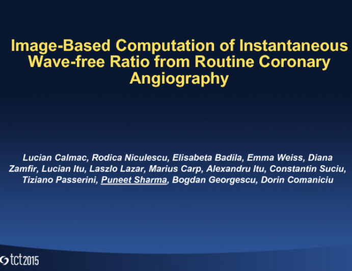 TCT 40: Image-Based Computation of Instantaneous Wave-Free Ratio From Routine Coronary Angiography  Initial Validation by Invasively Measured Coronary Pressures