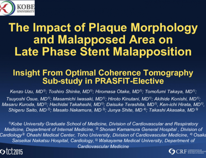 TCT 44: The Impact of Plaque Morphology and Malapposition Area on Late-Phase Stent Malapposition  Insight From the Optimal Coherence Tomography Substudy in PRASFIT Elective