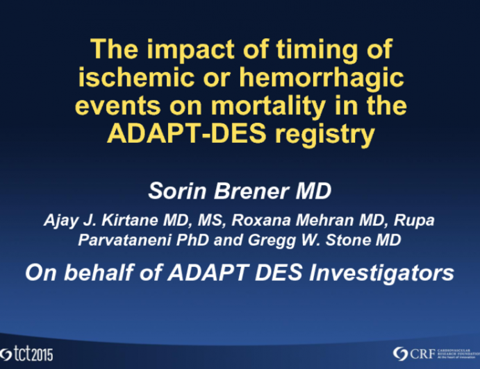 TCT 59: The Impact of Timing of Ischemic and Hemorrhagic Events on Mortality After DES  The ADAPT-DES study