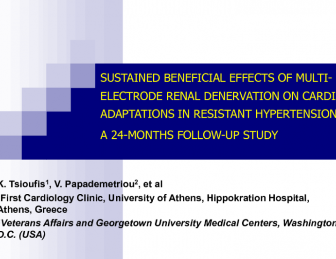 TCT 90: Sustained Beneficial Effects of Multielectrode Renal Denervation on Cardiac Adaptations in Resistant Hypertension  A 24-Month Follow-up Study