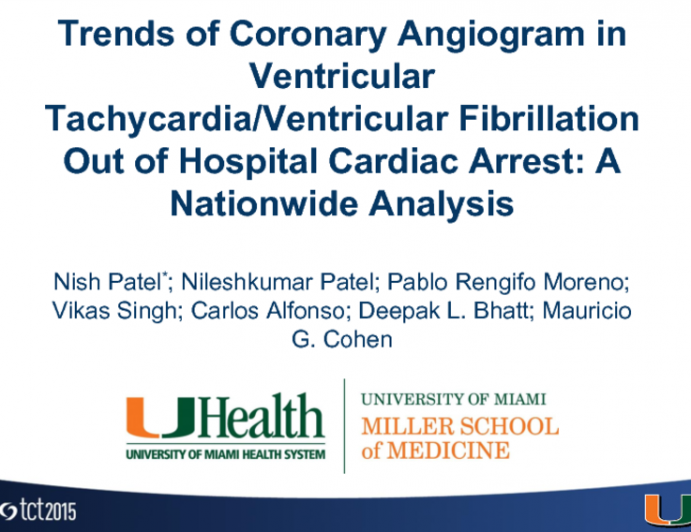 TCT 7: Trends and Outcomes of Percutaneous Coronary Intervention for Ventricular Tachycardia or Fibrillation Cardiac Arrest  Analysis From Nationwide Inpatient Sample