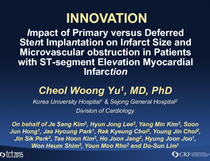 INNOVATION: A Prospective Randomized Trial of Primary Versus Deferred Stent Implantation in Patients With ST-Segment Elevation Myocardial Infarction