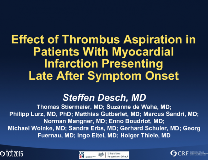 A Prospective Randomized Trial of Thrombus Aspiration in Patients With ST-Segment Elevation Myocardial Infarction Presenting Late After Symptom Onset