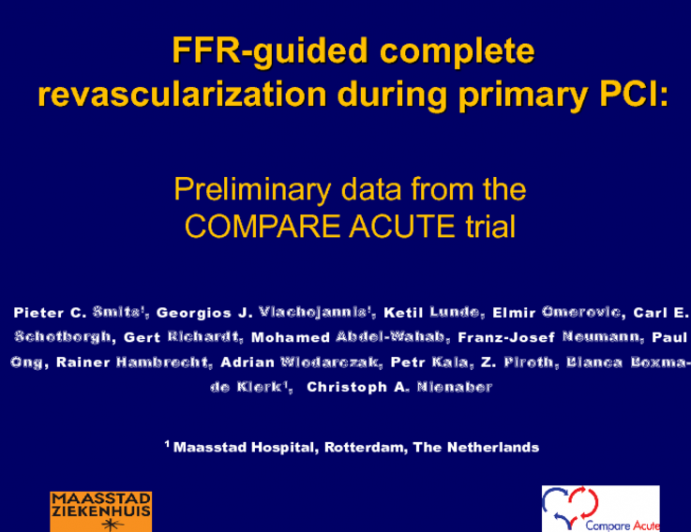 TCT 1: High Number of Angiographic Significant Lesions Are FFR Negative in STEMI Patients With Multivessel Disease  Preliminary Insight Into the COMPARE-ACUTE Trial