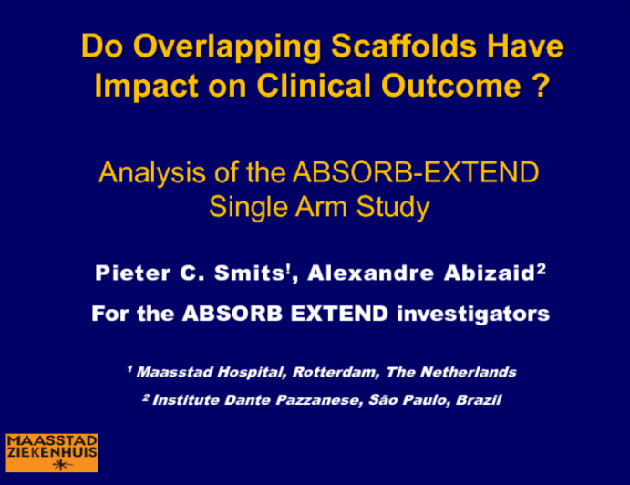 TCT 16: Do Overlapping Scaffolds Have an Impact on Clinical Outcome? Analysis of the ABSORB-EXTEND Single-Arm Study