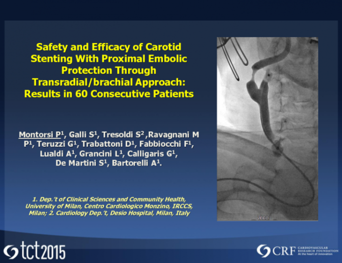 TCT 71: Safety and Efficacy of Carotid Stenting With Proximal Embolic Protection Through Transradial/Brachial Approach  Results in 60 Consecutive Patients