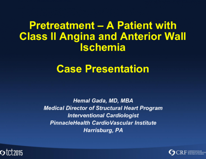 Case Presentation: Pretreatment A Patient With Class II Angina and ...