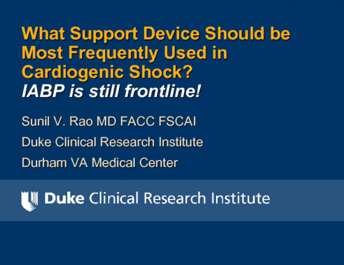 Debate: What Support Device Should Most Frequently Be Used in Cardiogenic Shock? IABP Is Still Frontline!