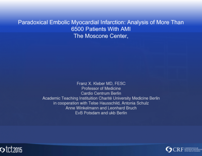 Paradoxical Embolic Myocardial Infarction: Analysis of More Than 6500 Patients With AMI