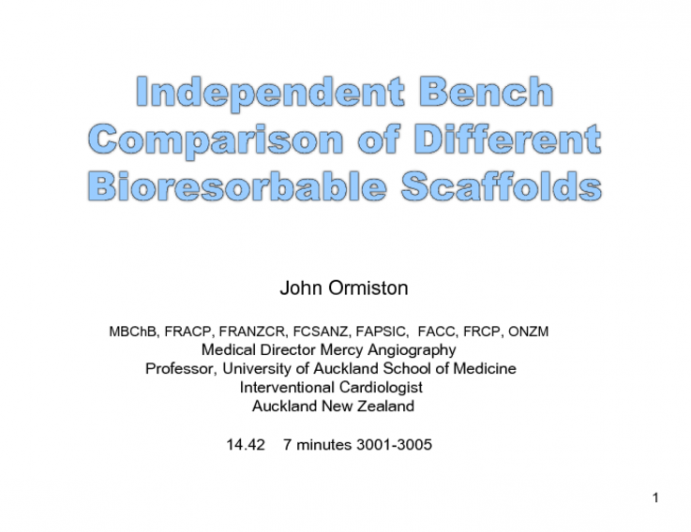 Independent Bench Comparison of Different Bioresorbable Scaffolds