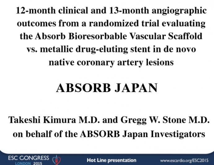 New Randomized Trial Data (1-Year Outcomes): ABSORB Japan (ESC Late-Breaking Trial Results and Beyond)