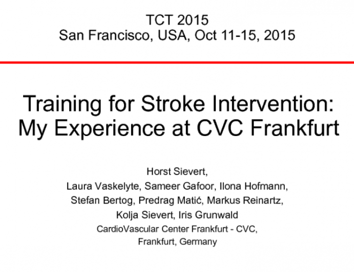 Training for Stroke Intervention 1: My Experience at CVC Frankfurt