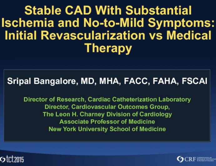 Stable CAD With Substantial Ischemia and No-to-Mild Symptoms: Initial Revascularization vs Medical Therapy