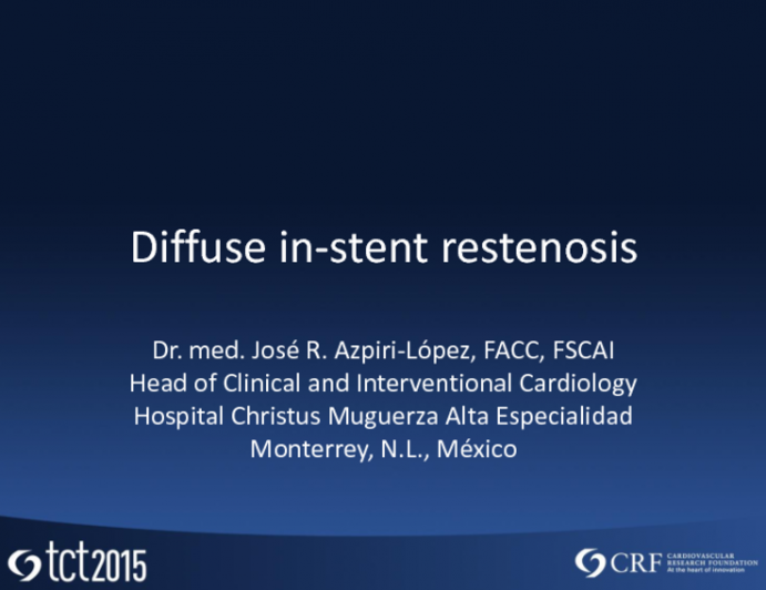 Mexico Presents: In-Stent Restenosis Treated With Atherectomy and Implantation of 3 Stents