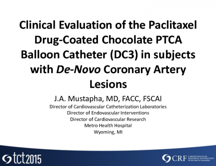 Early First-in-Human Data of Paclitaxel Drug-Coated Chocolate PTCA Coronary Balloon Catheters in De Novo Coronary Lesions