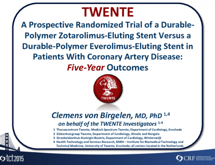 TWENTE: A Prospective Randomized Trial of a Durable-Polymer Zotarolimus-Eluting Stent Versus a Durable-Polymer Everolimus-Eluting Stent in Patients With Coronary Artery Disease  Five-Year Outcomes