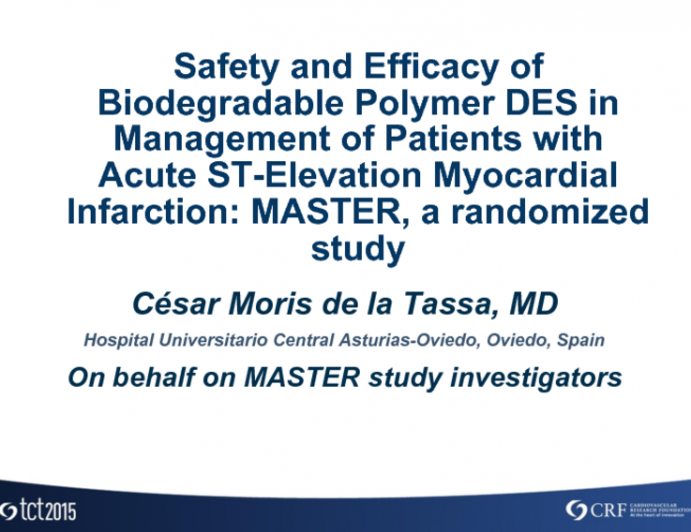 MASTER: A Prospective Randomized Trial of a Bioabsorbable-Polymer Biolimus-Eluting Stent Versus Bare-Metal Stents in Patients With ST-Segment Elevation Myocardial Infarction