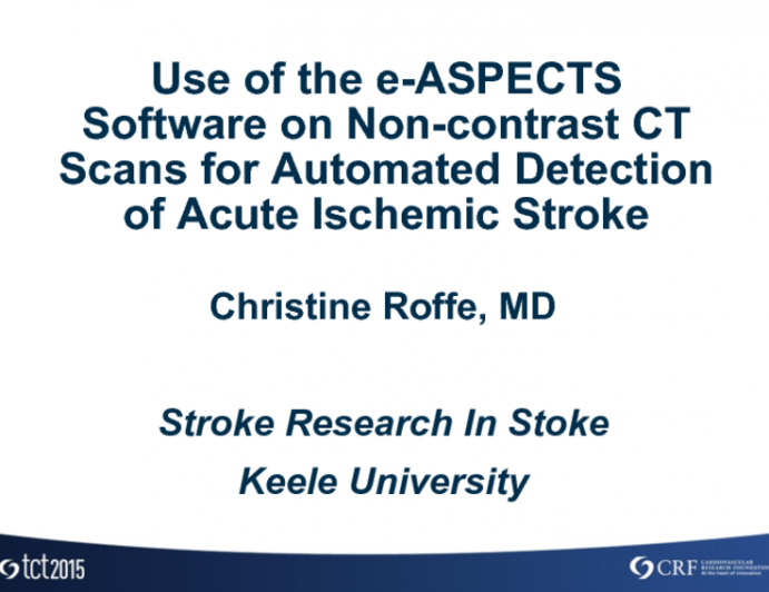 Use of The e-ASPECTS Software on Noncontrast CT Scans for Automated Detection of Acute Ischemic Stroke