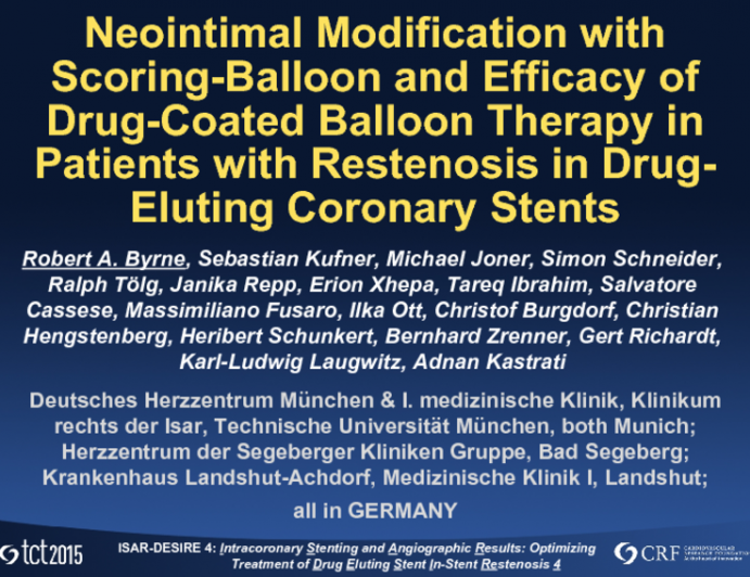 ISAR-DESIRE 4: A Prospective Randomized Trial of Plaque Modification With a Scoring Balloon During Drug-Coated Balloon Treatment of Coronary In-Stent Restenosis